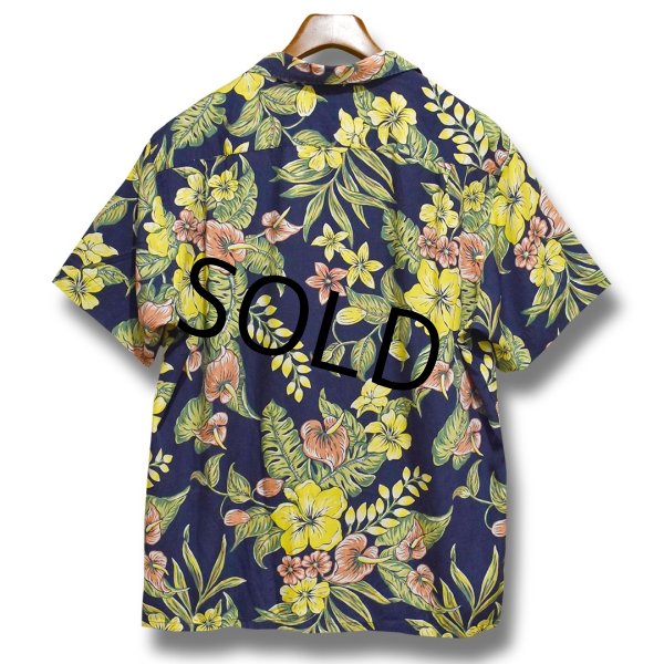 画像3: 90's【ビンテージ】【ラルフローレン】POLO ralph lauren【viscose(レーヨン)】紺×花柄【アロハシャツ】レーヨンシャツ【サイズXL】  (3)