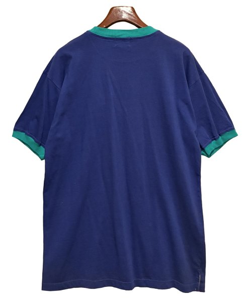 画像4: 程度良好!!【USA製】【ビンテージ】WINDSOR SHIRT【紺ｘエメラルド】【リンガーＴシャツ】【サイズL】  (4)
