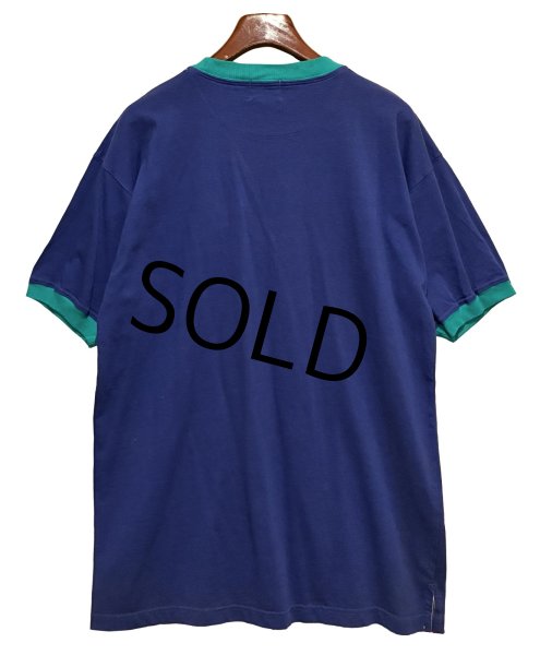 画像4: 程度良好!!【USA製】【ビンテージ】WINDSOR SHIRT【紺ｘエメラルド】【リンガーＴシャツ】【サイズL】  (4)