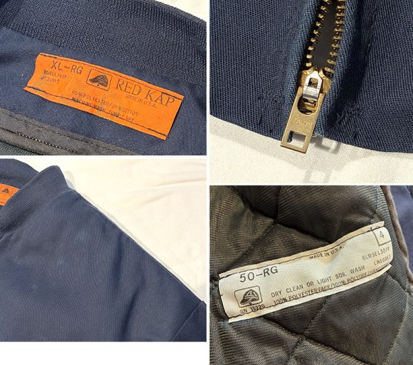 画像2: 【USA製】ビンテージ【RED KAP】レッドキャップ ライナー付き【紺】【ジップアップワークブルゾン】【サイズXL-R】   (2)