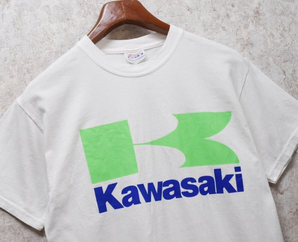 画像1: 【ビンテージ】【Hanes】ヘインズ【Kawasaki】カワサキ フライングK【白】【Tシャツ】【サイズＭ】  (1)