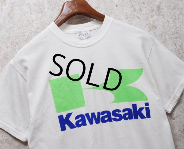 画像1: 【ビンテージ】【Hanes】ヘインズ【Kawasaki】カワサキ フライングK【白】【Tシャツ】【サイズＭ】  (1)