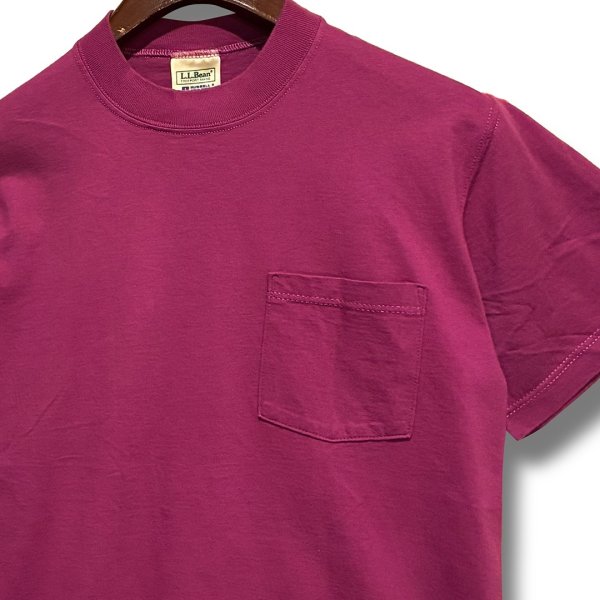 画像4: 【USA製】ビンテージ【L.L.Bean xラッセル】別注【赤紫】無地【ポケット付き】【Tシャツ】【サイズS】  (4)