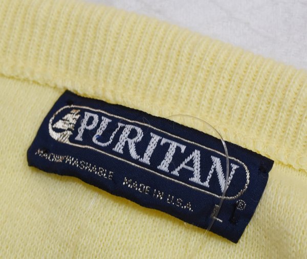 画像2: 80's USA製【ビンテージ】【PURITAN】ピューリタン クリームイエロー【無地】Vネック【アクリルセーター】サイズL  (2)