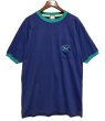 画像1: 程度良好!!【USA製】【ビンテージ】WINDSOR SHIRT【紺ｘエメラルド】【リンガーＴシャツ】【サイズL】  (1)