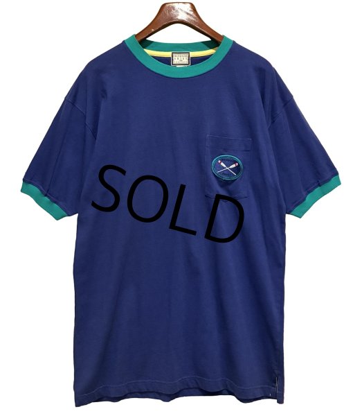 画像1: 程度良好!!【USA製】【ビンテージ】WINDSOR SHIRT【紺ｘエメラルド】【リンガーＴシャツ】【サイズL】  (1)