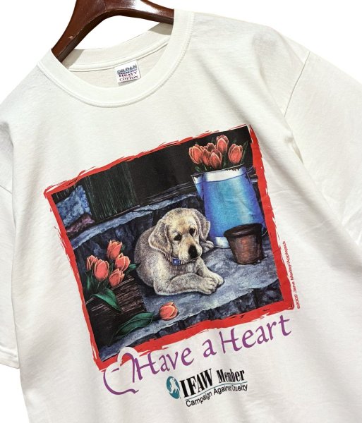画像3: 【GILDAN】【ギルダン】Have a heart 子犬 プリント【国際動物福祉基金】IFAW【白】【Tシャツ】【サイズL】  (3)
