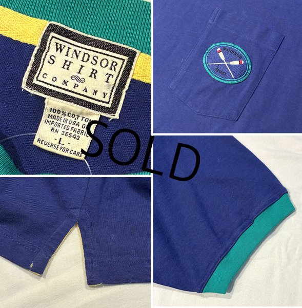 画像2: 程度良好!!【USA製】【ビンテージ】WINDSOR SHIRT【紺ｘエメラルド】【リンガーＴシャツ】【サイズL】  (2)