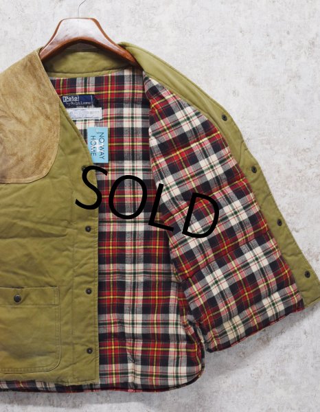 画像3: ビンテージ【Ralph Lauren】【ラルフローレン】カーキグリーン【ダウンベスト】【裏地赤チェック】ハンティングダウンベスト【サイズS】  (3)