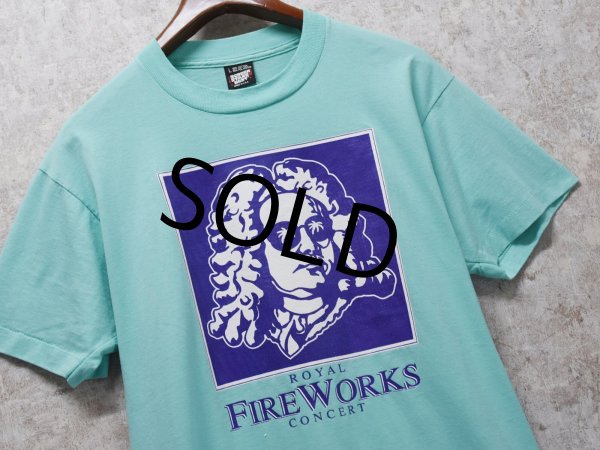 画像4: 【90's】【USA製】【ビンテージ】【Hanes】ヘインズ【バッハ】ROYAL FIREWORKS【水色】【Tシャツ】【サイズL】  (4)