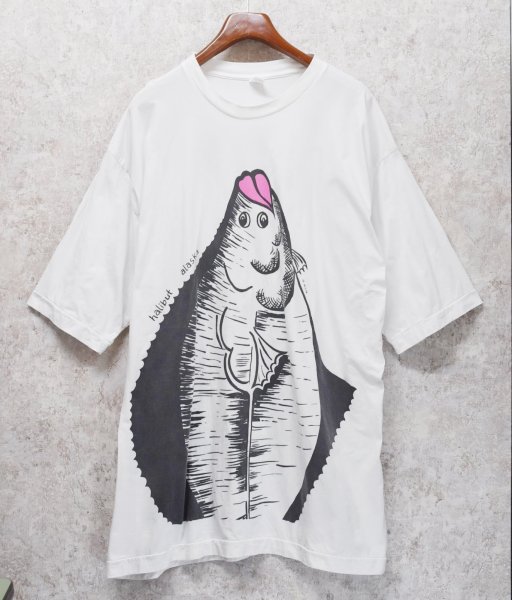 画像3: ビンテージ【BECIK】ヒラメ【白】【前後プリント付き】【Tシャツ】【サイズXL】  (3)