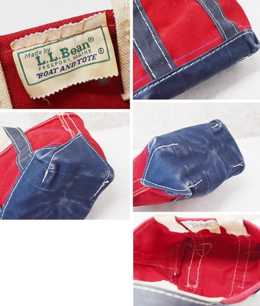画像2: 80’s【ビンテージ】【L.L.bean】エルエルビーン【赤×紺】【キャンバス】【ミニミニトートバッグ】デラックストート【ビーントート】  (2)