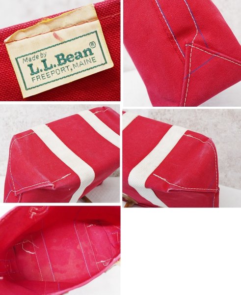 画像2: 程度良好 80's【ビンテージ】L.L.bean【L.L.ビーン】【赤×白】【キャンバス】レザーハンドル【トートバッグ】ビーントート  (2)