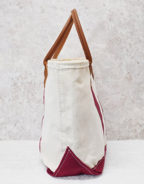 画像4: 程度良好【ビンテージ】【L.L.bean】【エルエルビーン】【白×エンジ】レザーハンドル【天マチファスナー付き】【キャンバス】【トートバッグ】【キャンバストート】  (4)