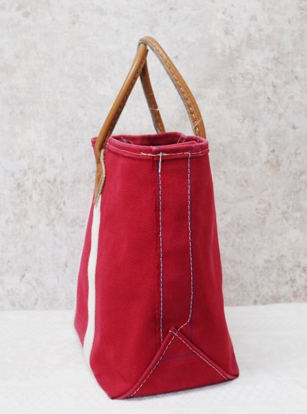 画像4: 程度良好 80's【ビンテージ】L.L.bean【L.L.ビーン】【赤×白】【キャンバス】レザーハンドル【トートバッグ】ビーントート  (4)