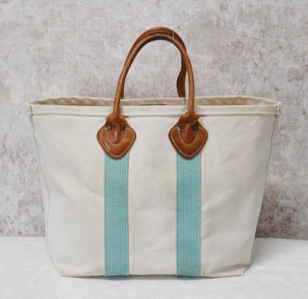 画像3: 【ビンテージ】L.L.bean【L.L.ビーン】【白×水色】【キャンバス】レザーハンドル【トートバッグ】ビーントート  (3)