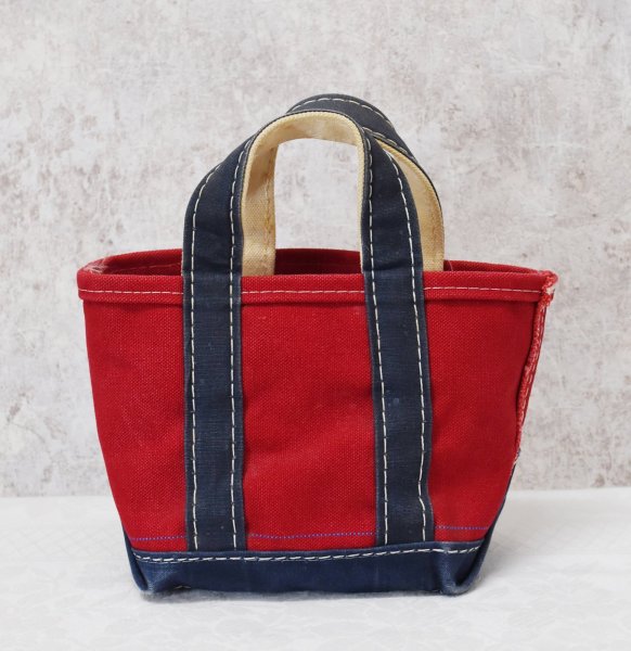 画像1: 80’s【ビンテージ】【L.L.bean】エルエルビーン【赤×紺】【キャンバス】【ミニミニトートバッグ】デラックストート【ビーントート】  (1)