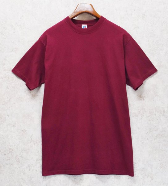 画像1: 90’s【USA製】ビンテージ【Russell】【ラッセル】【エンジ】無地【Tシャツ】【サイズL】  (1)