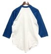 画像4: デッドストック【USA製】【ビンテージ】winterland【ウィンターランド】白ｘ青【Fender】ラグラン【七分丈Tシャツ】 サイズＬ  (4)