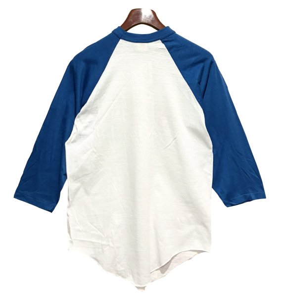画像4: デッドストック【USA製】【ビンテージ】winterland【ウィンターランド】白ｘ青【Fender】ラグラン【七分丈Tシャツ】 サイズＬ  (4)