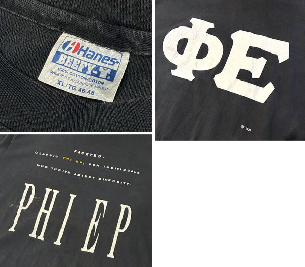 画像2: 【90's】【USA製】【ビンテージ】【Hanes】ヘインズ【PHI EP】【ΦE】【Tシャツ】【サイズXL】  (2)