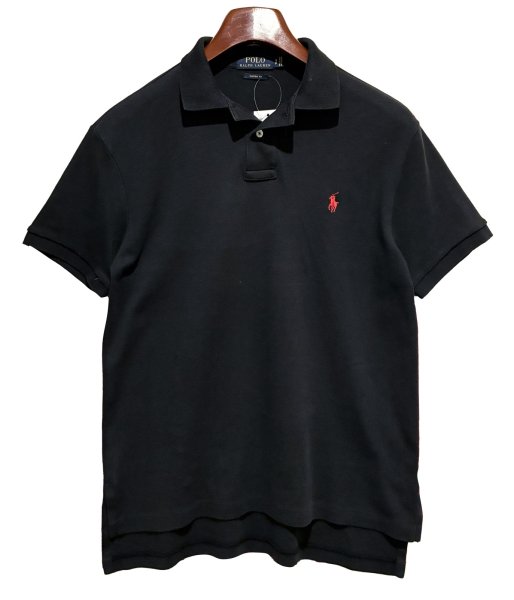 画像1: POLO ralph lauren【ラルフローレン】ビンテージ【CUSTOM FIT】【カスタムフィット】【黒】無地【ポロシャツ】【サイズS】  (1)
