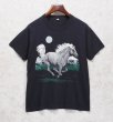 画像1: 90's【USA製】ビンテージ【SCREEN STARS】スクリーンスターズ【黒】【馬プリント】【Tシャツ】【サイズL】  (1)