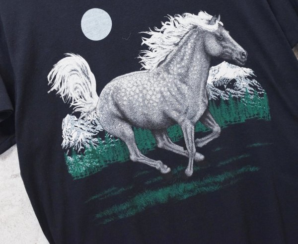 画像3: 90's【USA製】ビンテージ【SCREEN STARS】スクリーンスターズ【黒】【馬プリント】【Tシャツ】【サイズL】  (3)