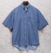 画像1: 90's~【ビンテージ】【DOCKERS】ドッカーズ【リーバイス】【青×幾何学模様】【半袖シャツ】ボタンダウンシャツ【サイズS】  (1)