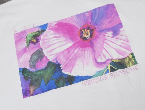 画像4: 【USA製】 ビンテージ【ALL Sports】オールスポーツ【MAUI】マウイ【白】ハイビスカス【 Tシャツ】【サイズXL】  (4)
