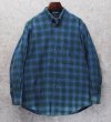 画像1: 90's【ビンテージ】【nautica】【ノーティカ】【緑ｘ紺】チェック ボタンダウンシャツ【サイズL程度】  (1)