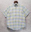 画像1: POLO ralph lauren【ラルフローレン】ビンテージ【CASSIC FIT】【クラシックフィット】【白ｘ青ｘ黄】チェック【半袖ＢＤシャツ】【サイズＬ】  (1)