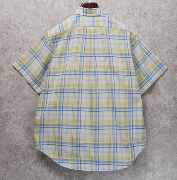 画像4: POLO ralph lauren【ラルフローレン】ビンテージ【CASSIC FIT】【クラシックフィット】【白ｘ青ｘ黄】チェック【半袖ＢＤシャツ】【サイズＬ】  (4)