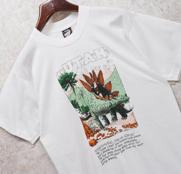 画像1: 90's【USA製】ビンテージ【SCREEN STARS】【白】【ステゴサウルス】恐竜【Tシャツ】【サイズL】  (1)