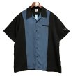 画像1: USA製【House of Blues ORLAND】【黒ｘ青】【ポリエステル】【ボーリングシャツ】【半袖シャツ】【サイズＸＬ】   (1)