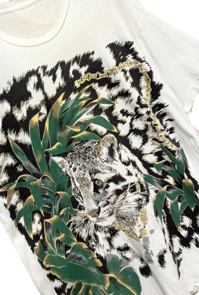 画像3: 【~90's】【ビンテージ】シングルステッチ【トラ】虎【猫】葉っぱ プリント【Ｔシャツ】【サイズXL程度】  (3)