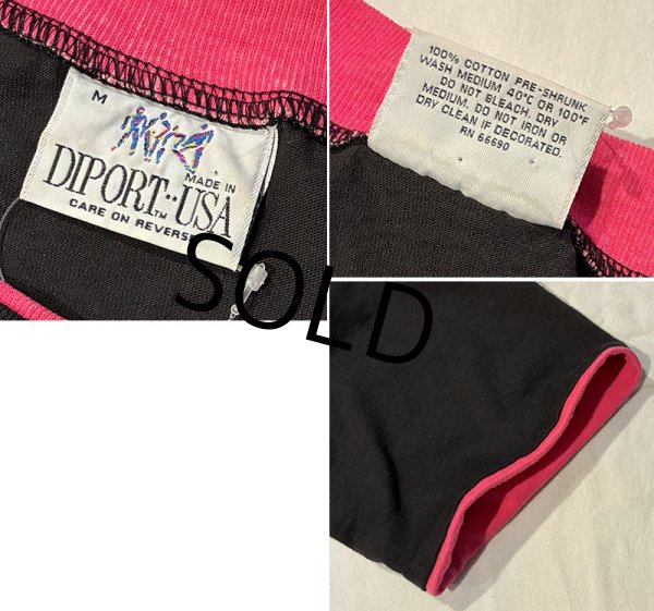 画像2: ほぼ未使用 USA製【DIPORT】【黒ｘピンク】NEW ORLEANS french quarter【二重袖】【Tシャツ】【サイズM】  (2)