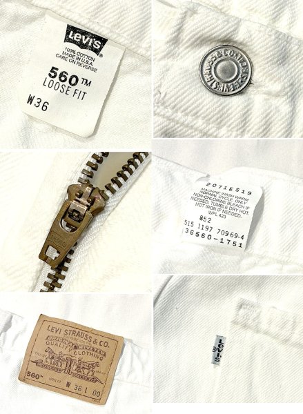 画像2: 【ビンテージ】【USA製】【LEVI'S】【リーバイス５６０】560 白 【デニムショーツ】【W36】  (2)