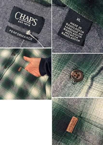 画像2: 【チャップス】CHAPS【ラルフローレン】 【POLO ralph lauren】PERFORMANCE【緑オンブレチェック】【ボタンダウンシャツ】 【サイズXL】   (2)