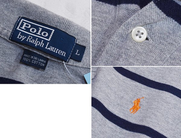 画像2: 【ラルフローレン】 【POLO ralph lauren】【グレーｘ紺】【ボーダー】【ポロシャツ】 【サイズL】   (2)