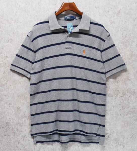 画像1: 【ラルフローレン】 【POLO ralph lauren】【グレーｘ紺】【ボーダー】【ポロシャツ】 【サイズL】   (1)