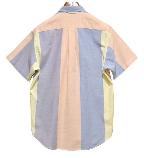 画像3: ビンテージ【TOMMY HILFIGER】トミーヒルフィガー【水色×ピンク×黄色】マルチカラー【ボタンダウンシャツ】半袖シャツ【サイズS】  (3)