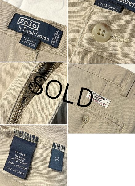 画像2: 90's ビンテージ【POLO RALPH LAUREN】オールドラルフローレン【ベージュ】tyler short【２タック】ショートパンツ【短パン】【コットンショーツ】【W33】  (2)