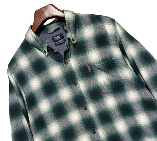 画像3: 【チャップス】CHAPS【ラルフローレン】 【POLO ralph lauren】PERFORMANCE【緑オンブレチェック】【ボタンダウンシャツ】 【サイズXL】   (3)