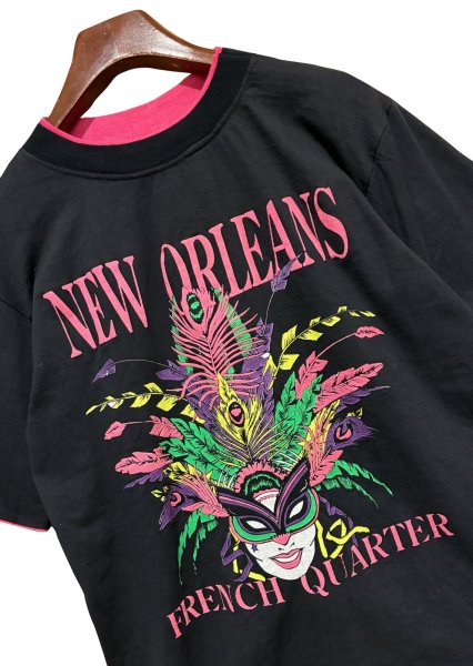 画像3: ほぼ未使用 USA製【DIPORT】【黒ｘピンク】NEW ORLEANS french quarter【二重袖】【Tシャツ】【サイズM】  (3)