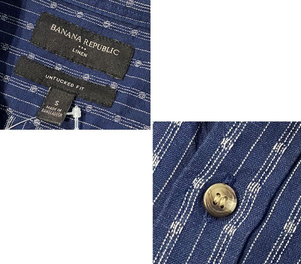 画像3: ビンテージ【BANANA REPUBLIC】バナナリパブリック【紺×白】ストライプ【リネンシャツ】【サイズS】  (3)