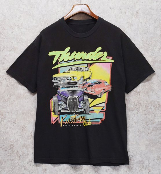 画像2: 00's~【USA製】ビンテージ【J.GALT】ジョンガルト【Thunder Kustom Club】アメリカンラリー【黒】【Tシャツ】【ワンサイズ】  (2)