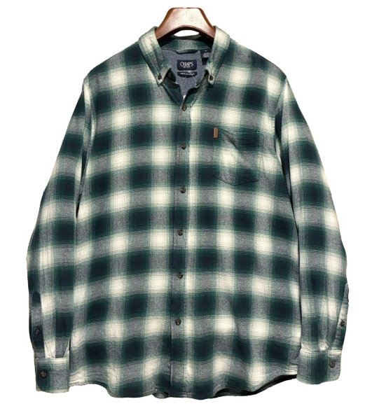 画像1: 【チャップス】CHAPS【ラルフローレン】 【POLO ralph lauren】PERFORMANCE【緑オンブレチェック】【ボタンダウンシャツ】 【サイズXL】   (1)