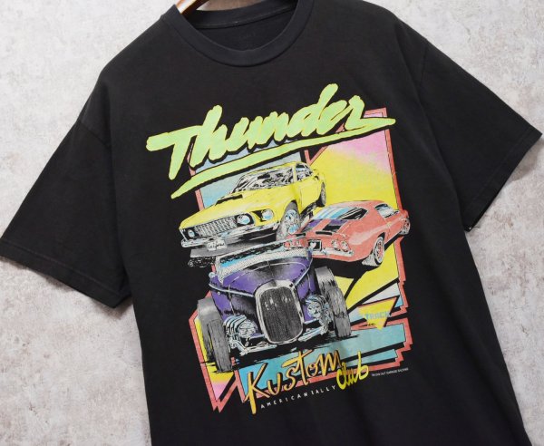 画像1: 00's~【USA製】ビンテージ【J.GALT】ジョンガルト【Thunder Kustom Club】アメリカンラリー【黒】【Tシャツ】【ワンサイズ】  (1)