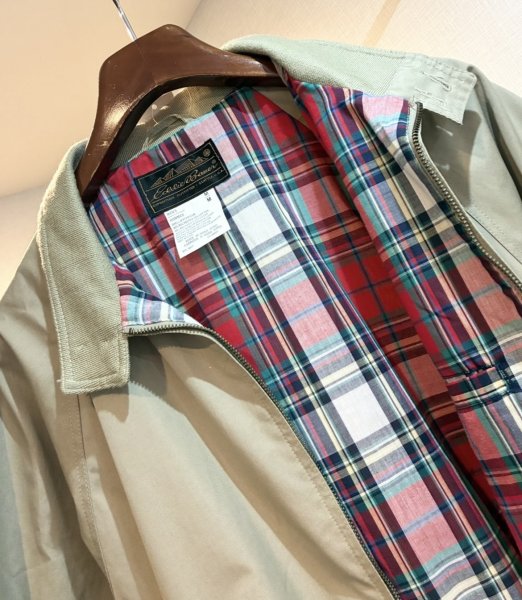 画像5: ~90's ビンテージ【エディーバウアー】【Eddie Bauer】【ベージュｘ裏地赤チェック】 ジップアップブルゾン【サイズM】  (5)